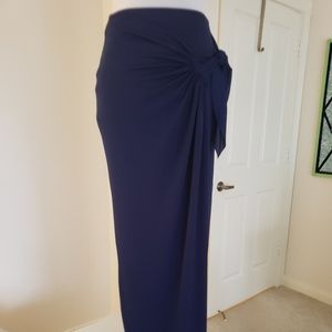 BAILEY 44 NAVY BLUE FAUX WRAP MAXI SKIRT XS